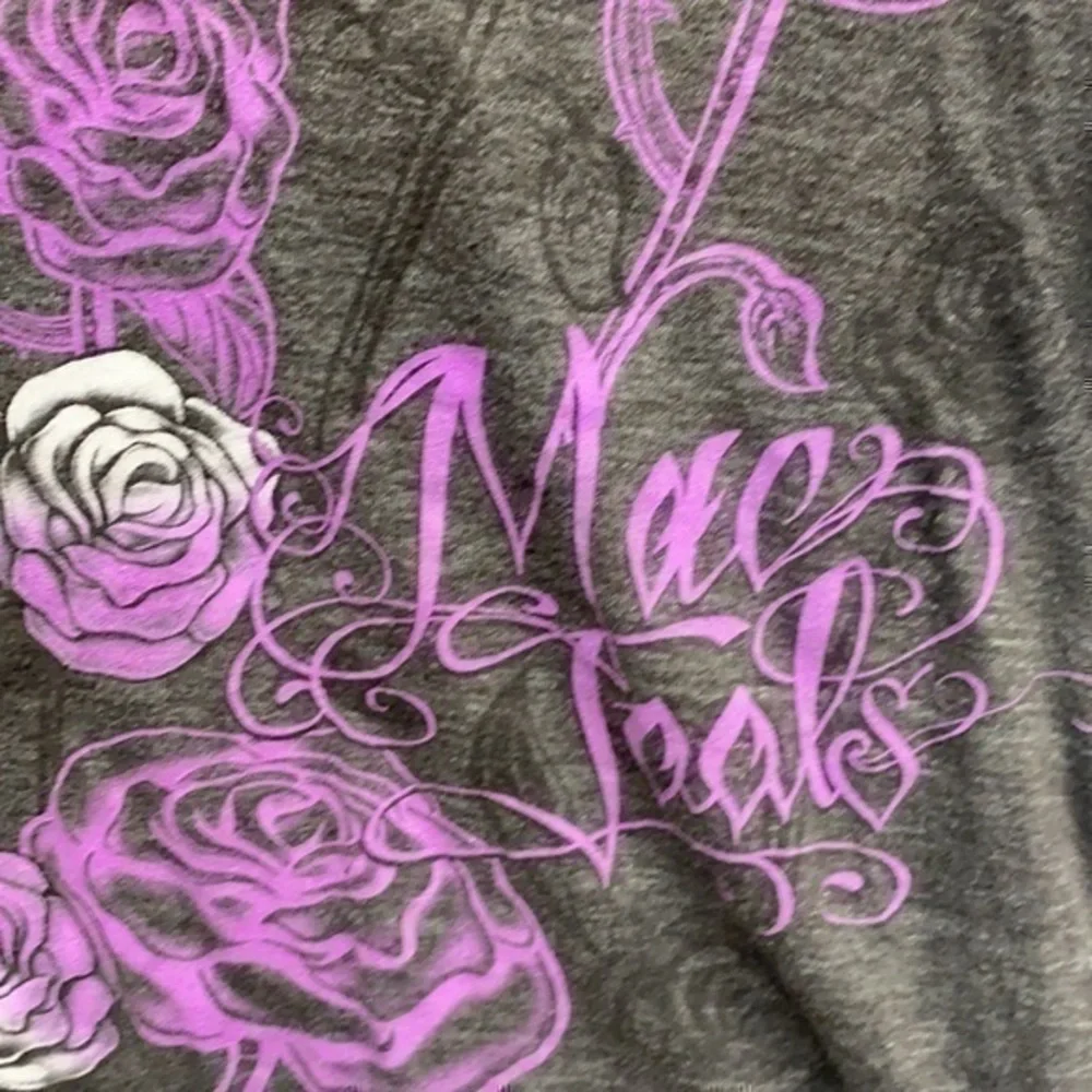Mac Tools Grey Purple Floral Tee size Large